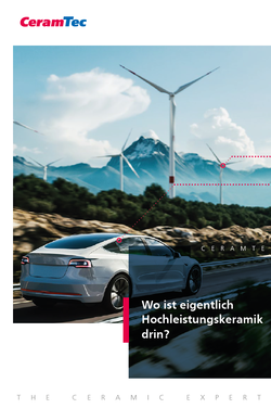 Titelblatt der Broschüre mit einem E-Auto und Windrädern