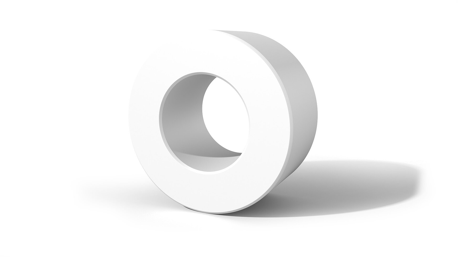 Weißer Abgasklappenlagerung-Ring auf weißem Hintergrund