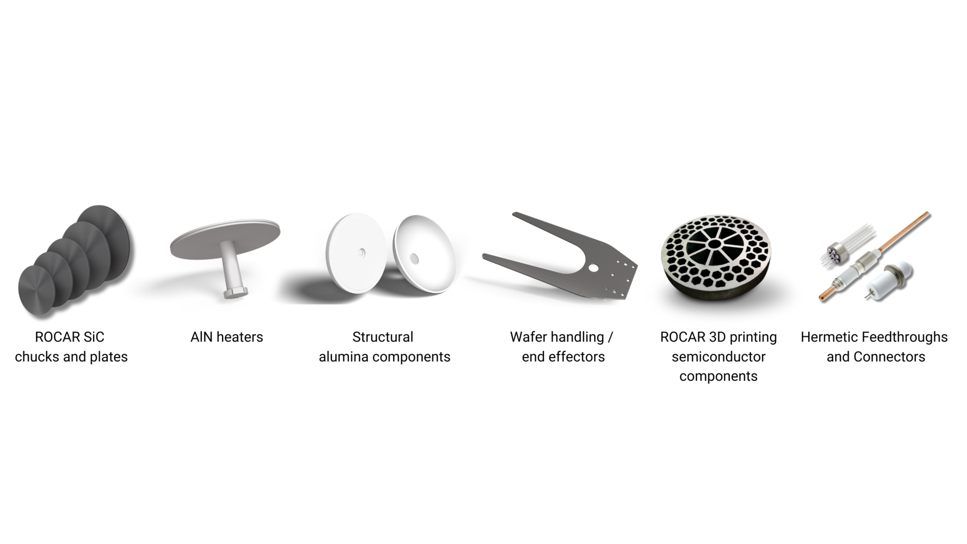 Several ceramic products for the semiconductor Industry