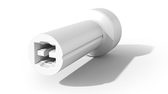 White probe for sensor feedthroughs on a white background
