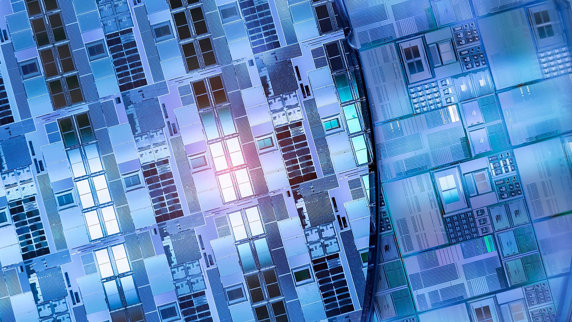 Shimmering blue semiconductor plate