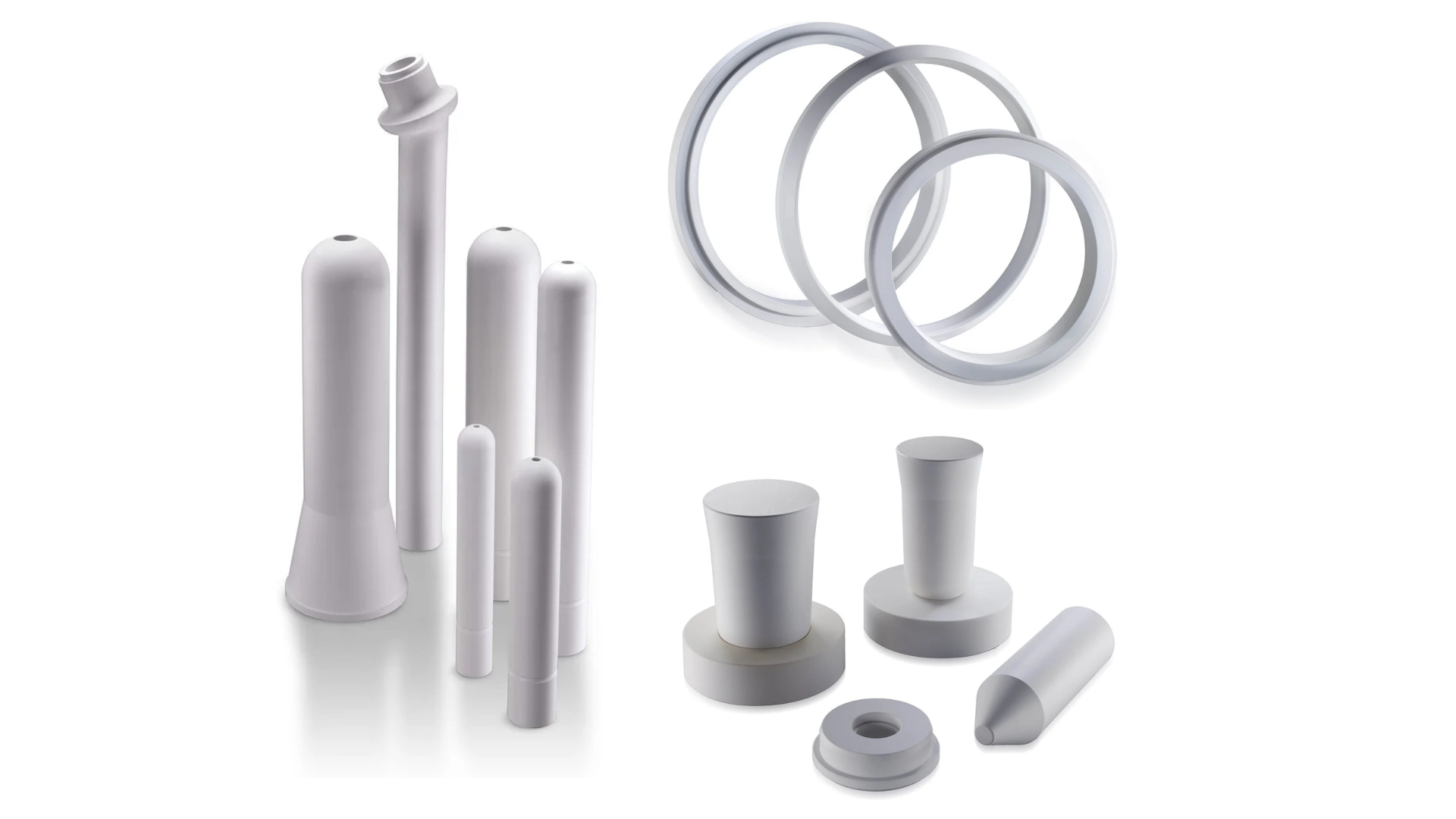 Verschiedene Rohre und Bauteile aus Al2TiO5 Aluminiumtitanat