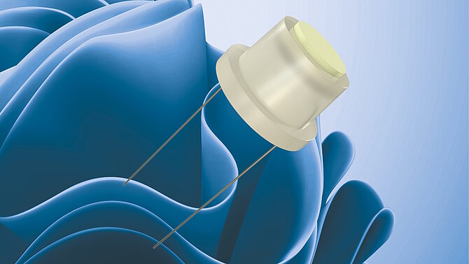 Gas Metering Sensor from CeramTec in front of gas symbol