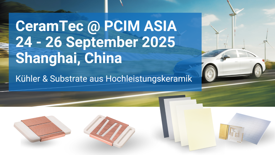 Flyer zum Messeauftritt von CeramTec auf der PCIM Asia 2025 in Shanghai, China