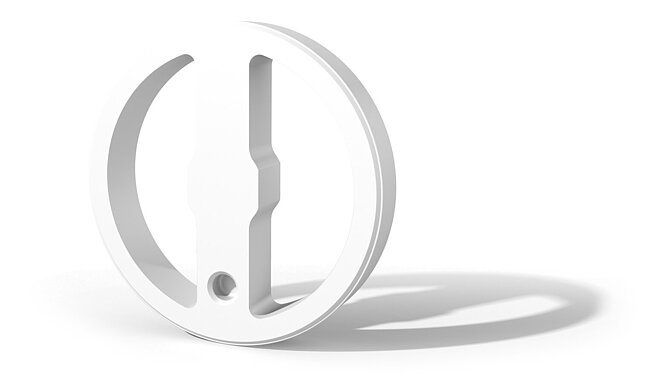 White disc valve on white background