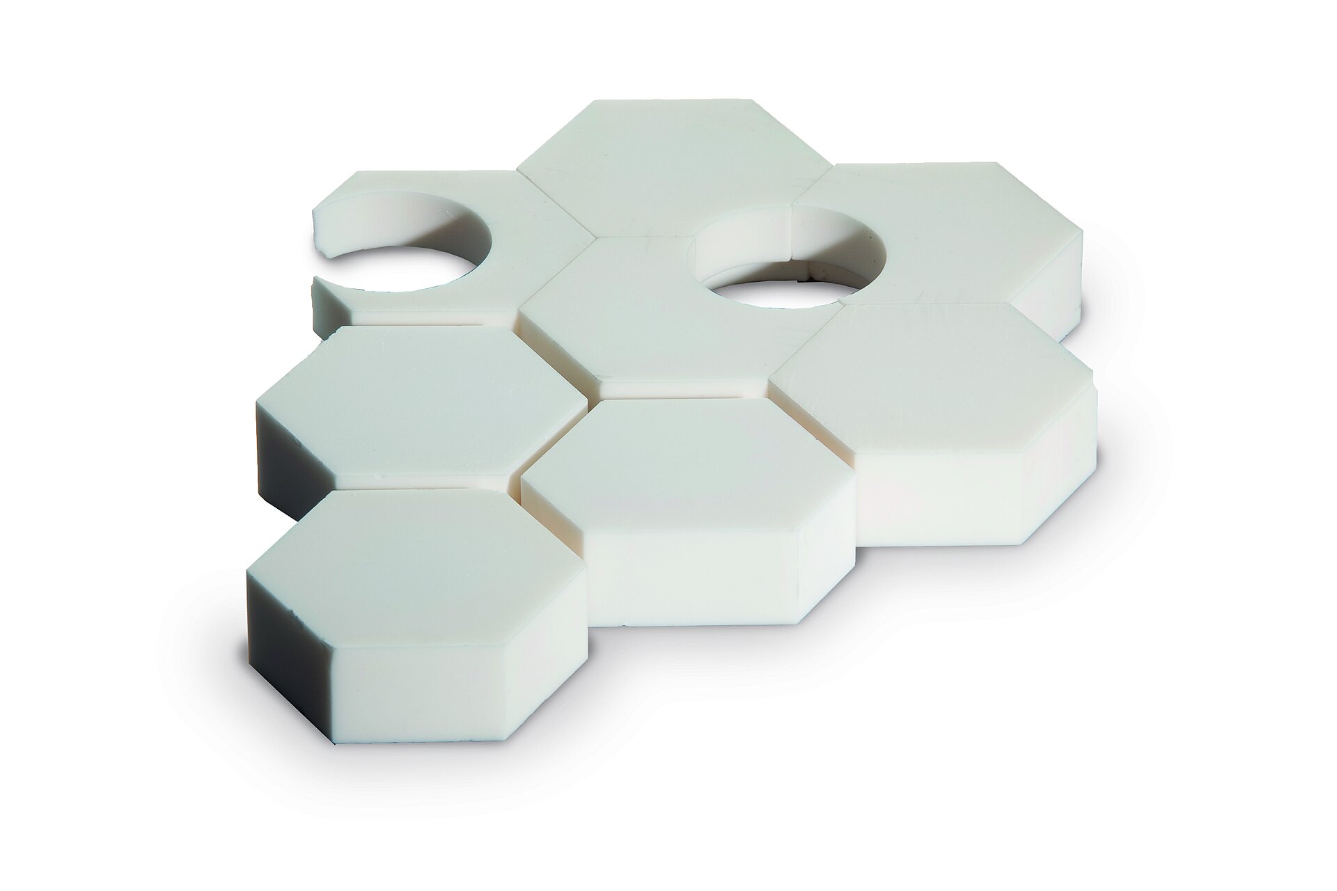 Ceramic Hextiles infront of white background