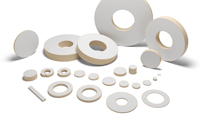 Different products made of lead-free piezo ceramics