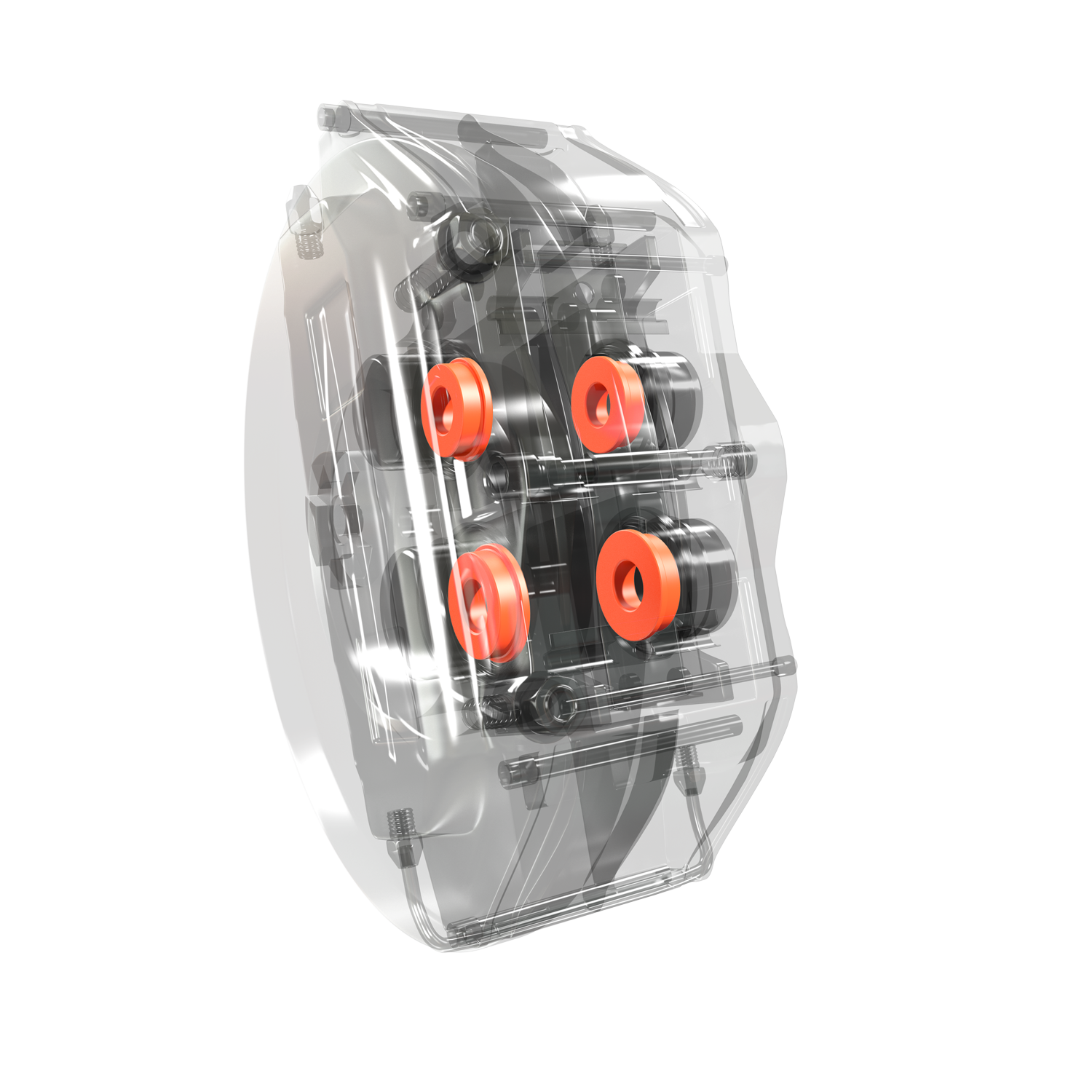 Graphic illustration of an insulating bushing in gray and orange