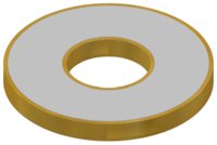 Animation of a piezoelectric ring with electrode with insulating rim inside and outside in white and yellow colour